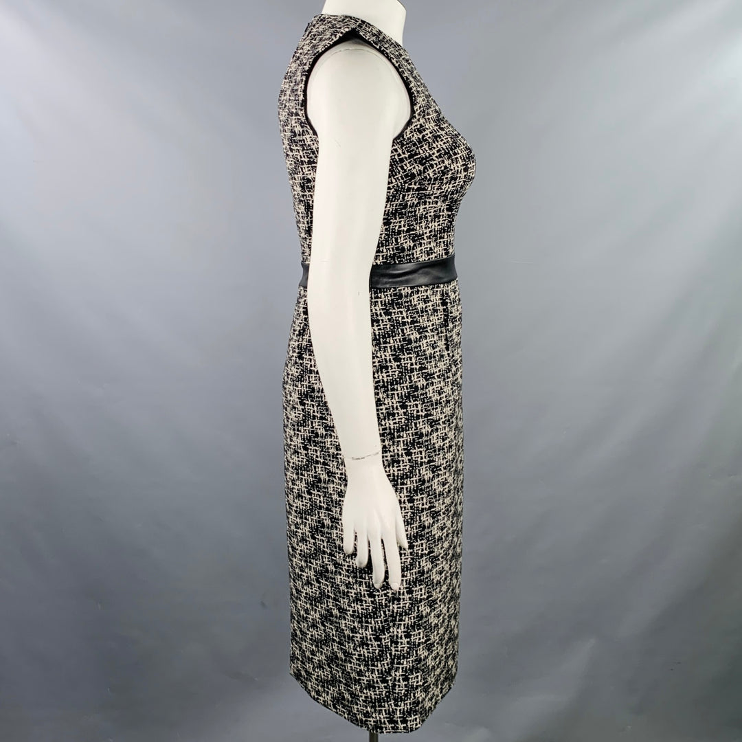 MICHAEL KORS COLLECTION Size 10 Black White Wool Tweed Shift Dress Jacket Set