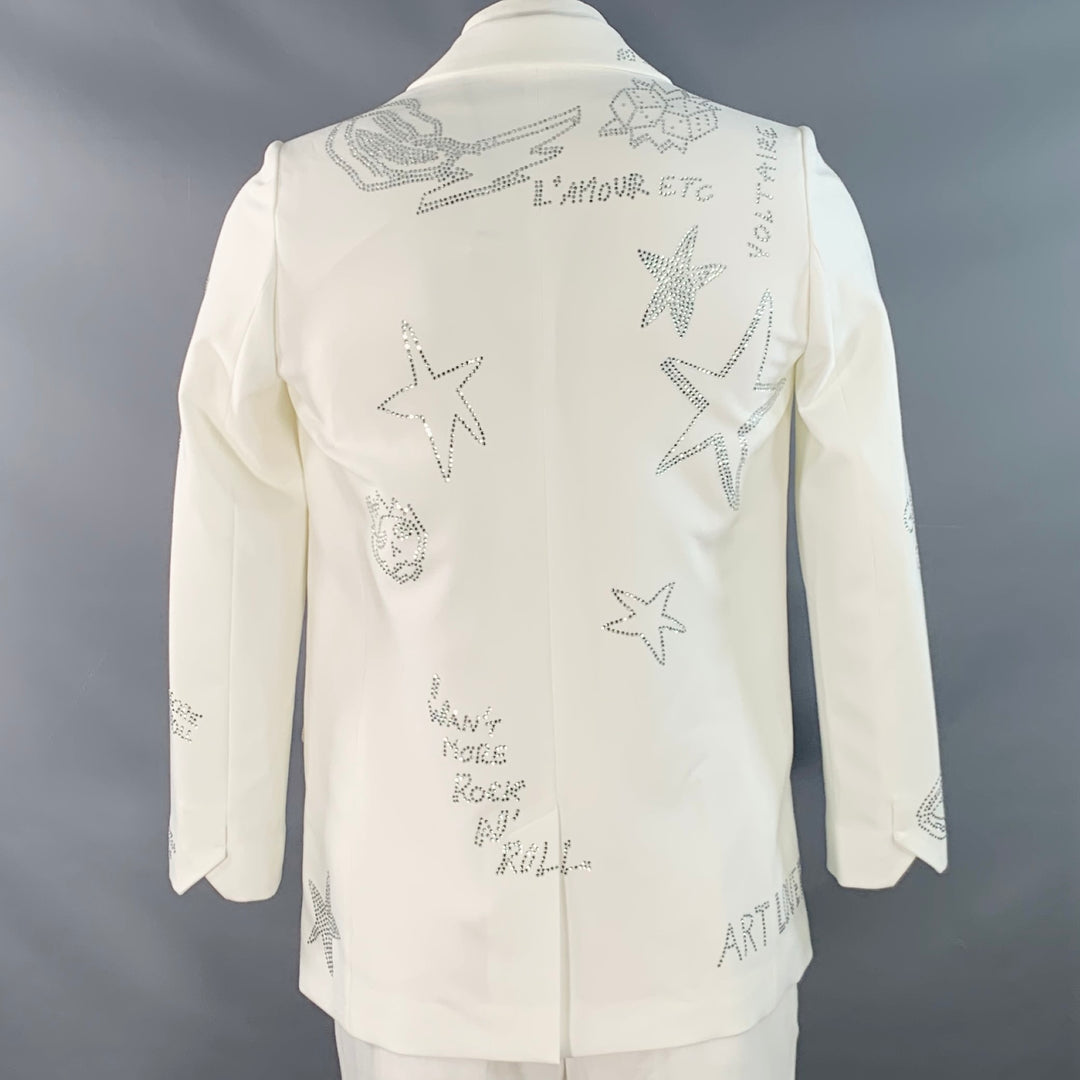 ZADIG & VOLTAIRE Size 42 Viva Strass Beige Studded Polyester Blend Peak Lapel Sport Coat