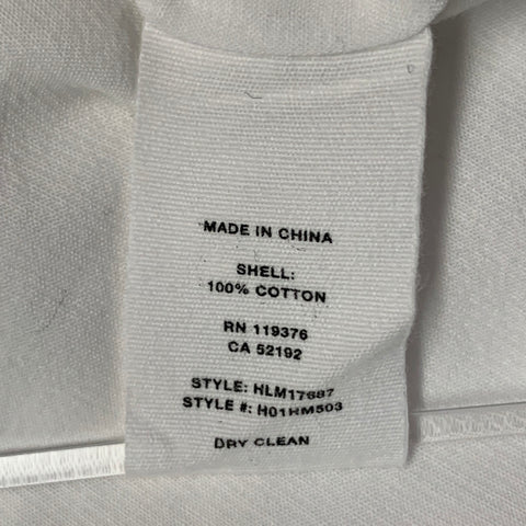 HELMUT LANG Size S White Cotton Collarless One Pocket Long Sleeve Shirt