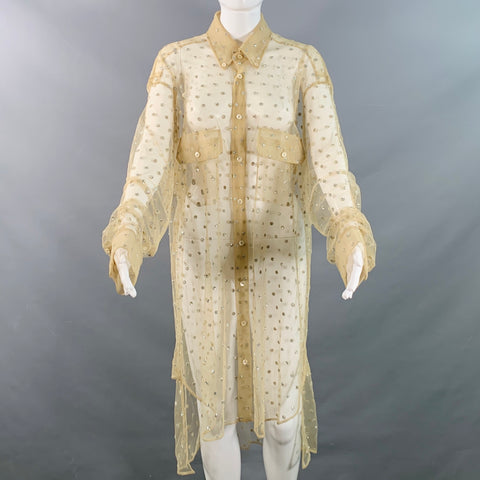 MAISON MARGIELA Size 2 Khaki Silver Polyamide Dots Oversized Shirt Dress