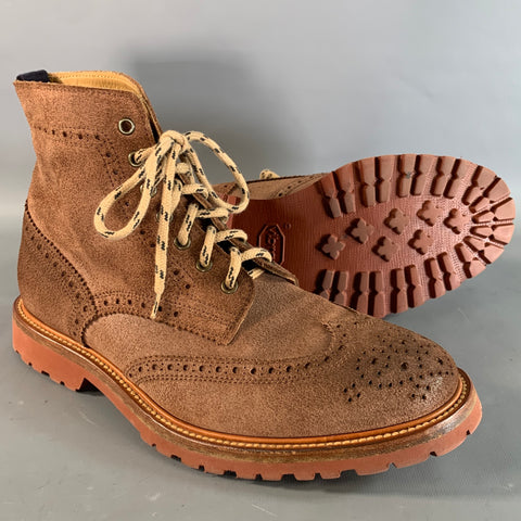 BRUNELLO CUCINELLI Size 10 Brown Wingtip Leather Boots