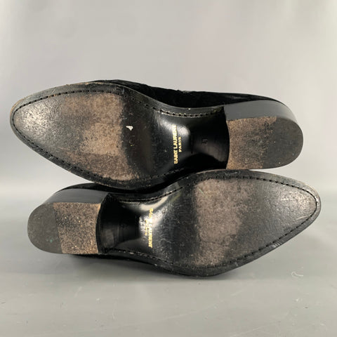 SAINT LAURENT Size 8 Black Velvet Chelsea Boots