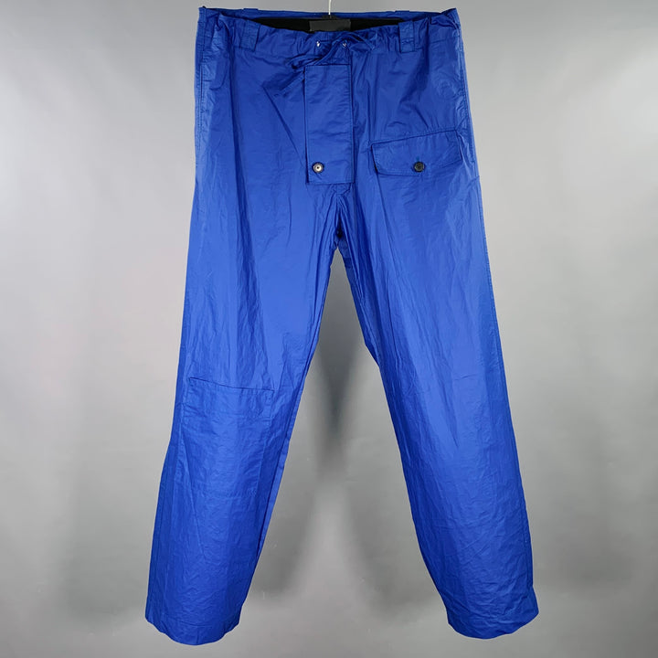 WALTER VAN BEIRENDONCK Size 32 Blue Polyurethane Blend Oversized Cargo Casual Pants