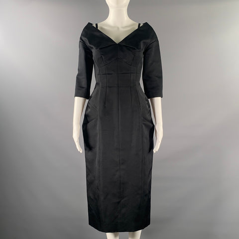 MARC JACOBS Size 0 Black Silk Sheath Knee-Length Dress