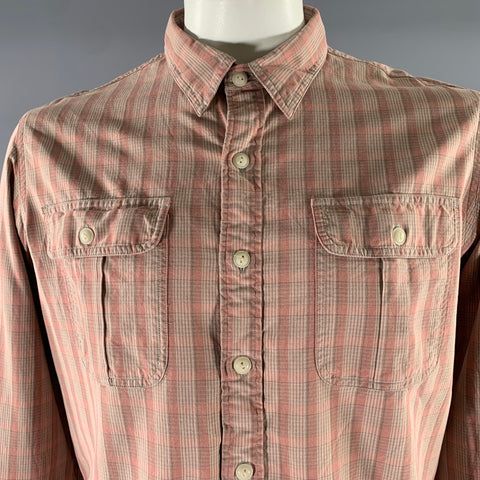 RRL by RALPH LAUREN Size XL Pink Grey Plaid Cotton Long Sleeve Shirt