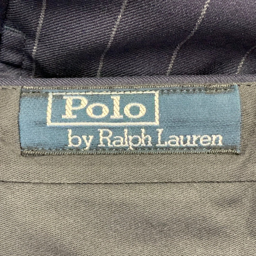POLO by RALPH LAUREN Size 42 Regular Navy Grey Pinstripe Virgin Wool 3 Piece Suit