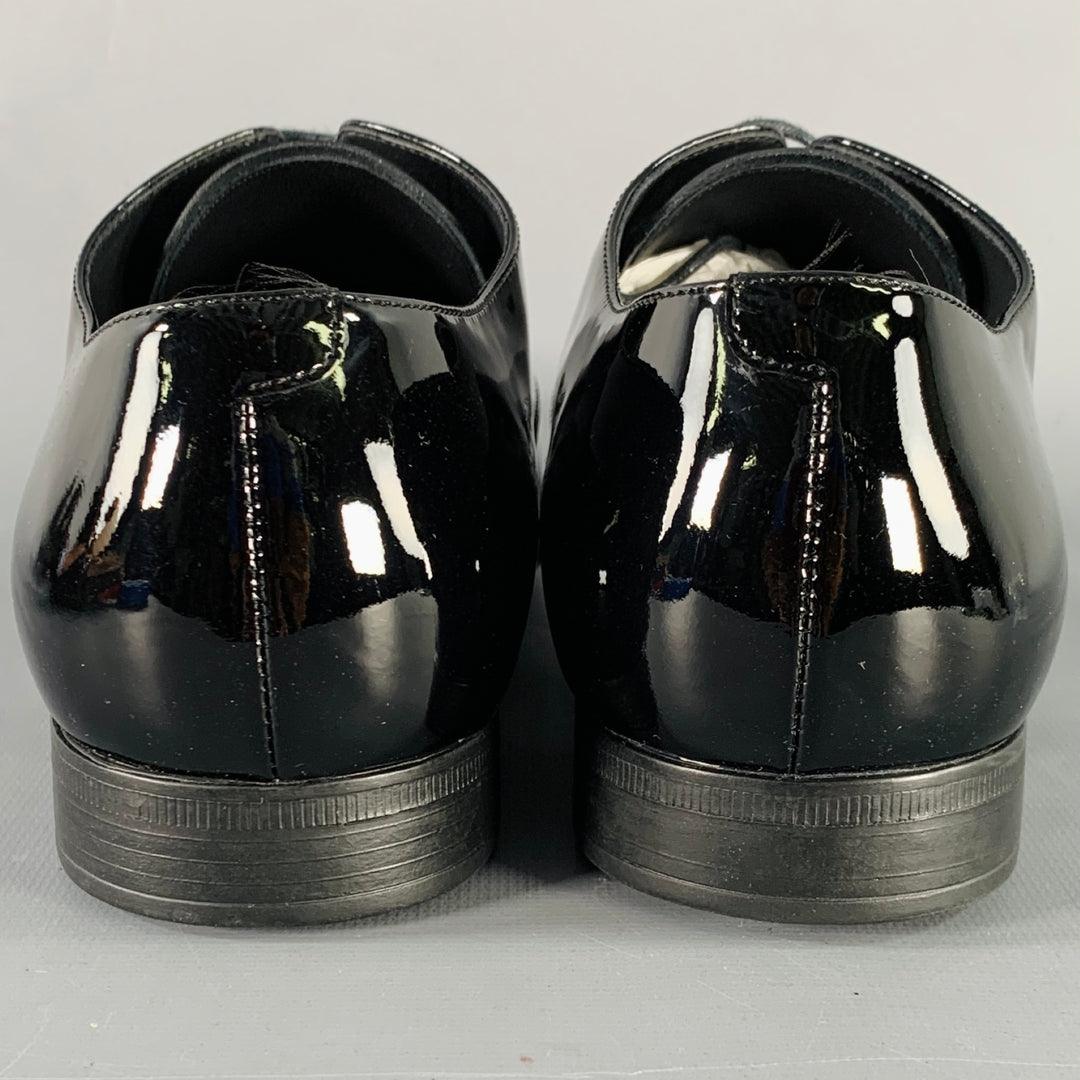 GIORGIO ARMANI Size 6 Black Patent Leather Derby Lace-Up Shoes