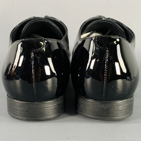 GIORGIO ARMANI Size 6 Black Patent Leather Derby Lace-Up Shoes