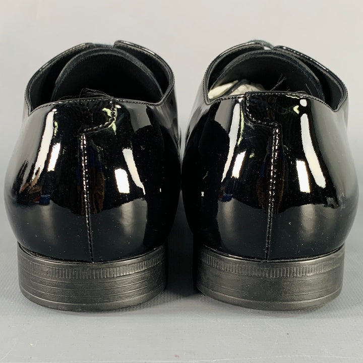 GIORGIO ARMANI Size 6 Black Patent Leather Derby Lace-Up Shoes