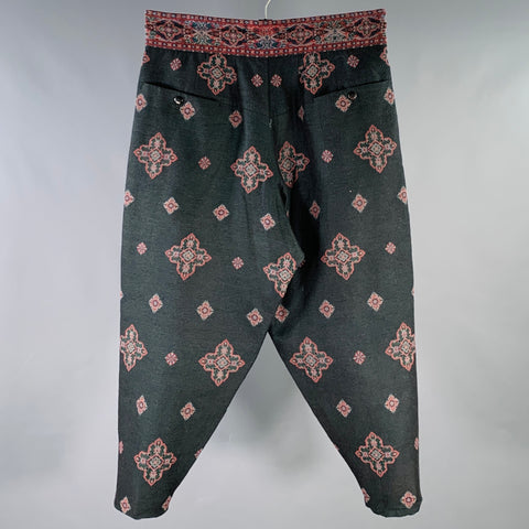 YANTOR SS18 Size M Black Red Diamond Silk Cotton Drop Crotch Casual Pants