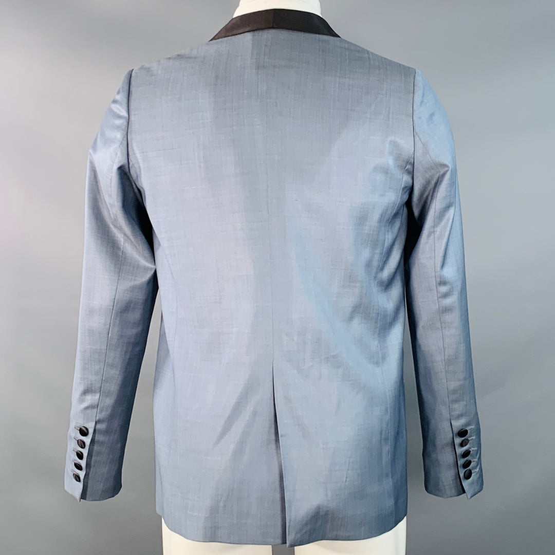 ZADIG & VOLTAIRE Size M Steel Blue Black Wool Shawl Collar Sport Coat