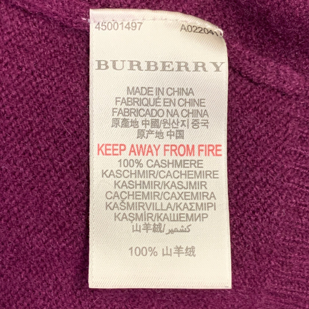 BURBERRY BRIT Size S Red Raspberry Cashmere Elbow Patches Crew Neck Sweater