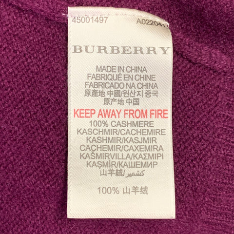 BURBERRY BRIT Size S Red Raspberry Cashmere Elbow Patches Crew Neck Sweater