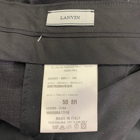 LANVIN Size 36 Grey Charcoal Wool Mohair Flat Front Dress Pants