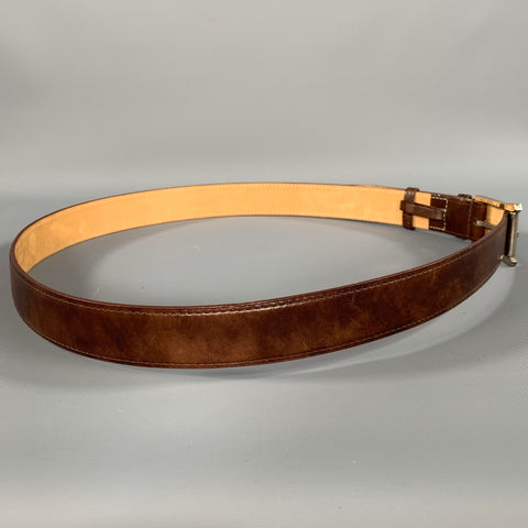 JOHN LOBB Size 42 Brown Crackled Leather Belt