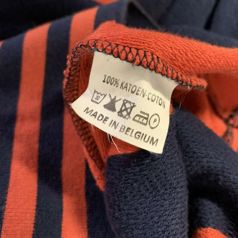 BERNHARD WILLHELM Size M Red Navy Stripe Cotton Hoodie Sweatshirt