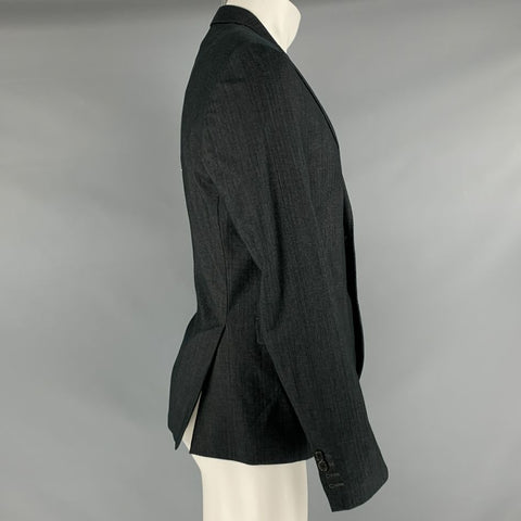 NEIL BARRETT Size 38 Charcoal Black Grid Wool Blend Peak Lapel Sport Coat