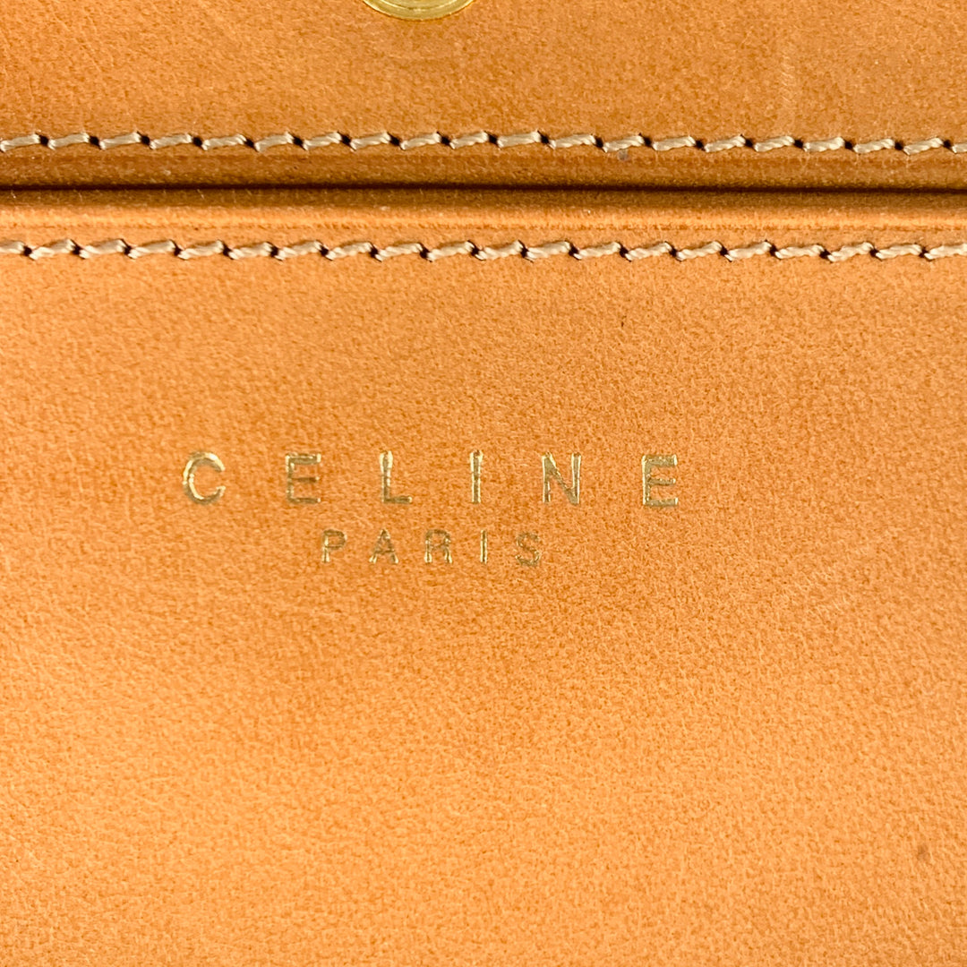 CELINE Brown Tan Logo Coated Canvas Checkbook Wallet