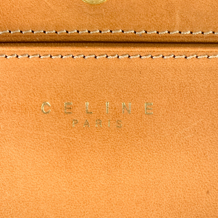 CELINE Brown Tan Logo Coated Canvas Checkbook Wallet