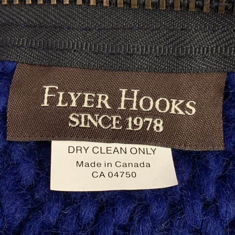 GRANTED Size M Blue White Color Block Virgin Wool Zip Up Sweater