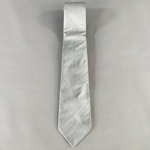 DANIELE ALESSANDRINI Grey Silver Textured Silk Tie