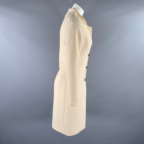 AZADEH Size M Cream Black Silk Blend Coat