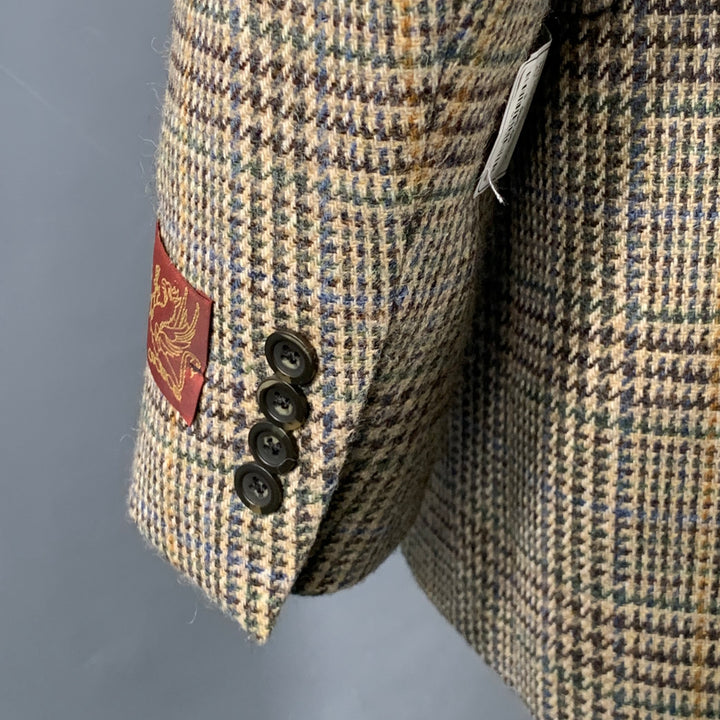 O'CONNELL'S Size 42 Long Brown Green Glenplaid Wool Sport Coat