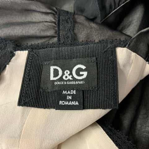 DOLCE & GABBANA Size 2 Black Nude Silk Empire Waist Dress Top