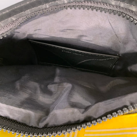 KENZO Yellow Black Logo Nylon Leather Double Zipper Belt Bag