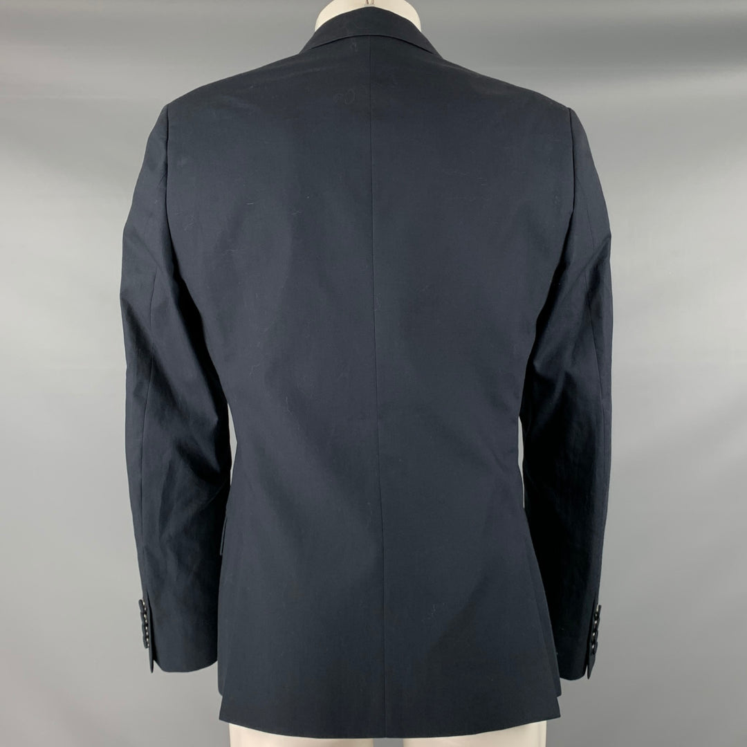 CALVIN KLEIN COLLECTION Size 38 Navy Cotton Double Breasted Sport Coat