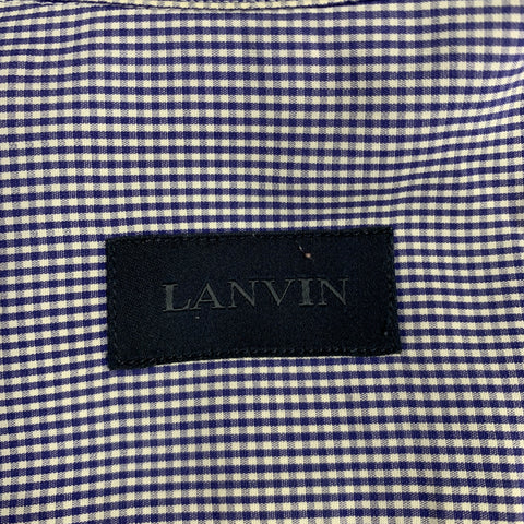 LANVIN Size 38 Blue White Gingham Cotton Short Sleeve Shirt