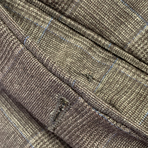 SARTORIO Size 44 Brown Grey Plaid Wool Notch Lapel Suit