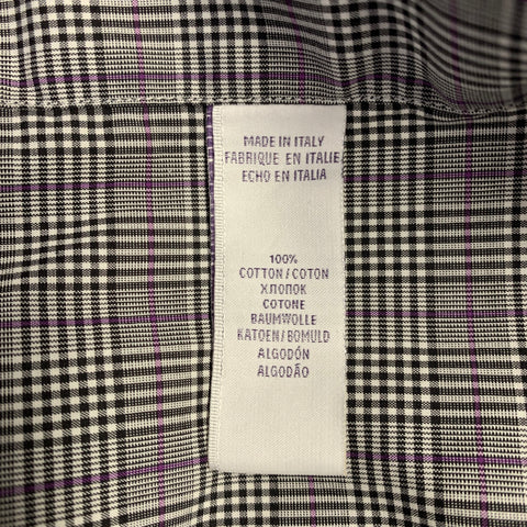 RALPH LAUREN Size M Grey Purple Plaid Cotton Spread Collar Long Sleeve Shirt