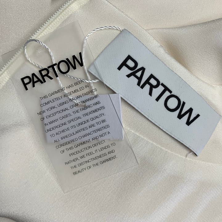 PARTOW Size 10 Cream Silk Long Sleeve Dress