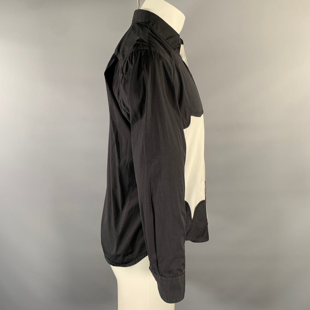 COMME des GARCONS SHIRT Size S Black White Abstract Cotton Long Sleeve Shirt