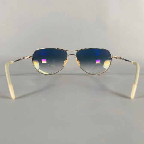 OLIVER PEOPLES -Commander- Silver Grey Metal Aviator Sunglasses