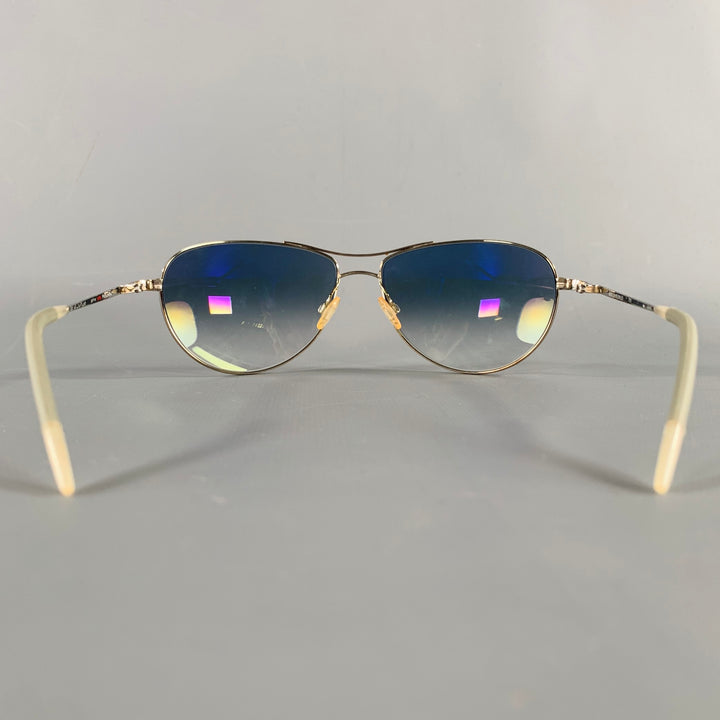 OLIVER PEOPLES -Commander- Silver Grey Metal Aviator Sunglasses