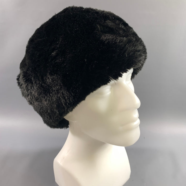 GILLY FORGE Black Cotton  Acrylic Faux fur Hats