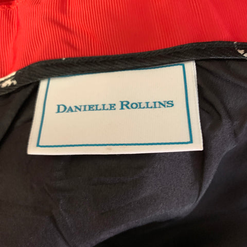 DANIELLE ROLLINS Size 6 Red Silk Ruffle Skirt