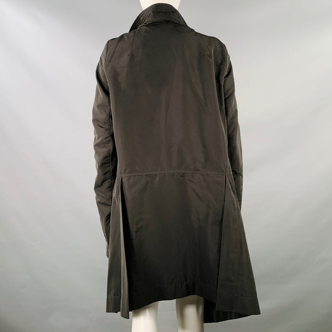 RICK OWENS Size 8 Black Polyester Blend Asymmetrical Zip Up Jacket