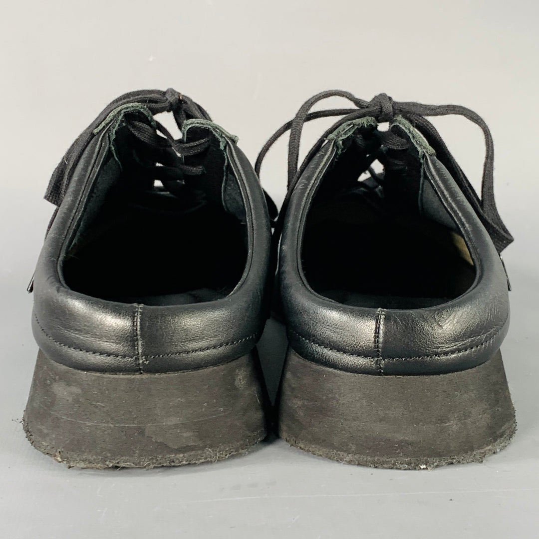 YOHJI YAMAMOTO Size 11 Black Open Back Leather Slip On Sneakers