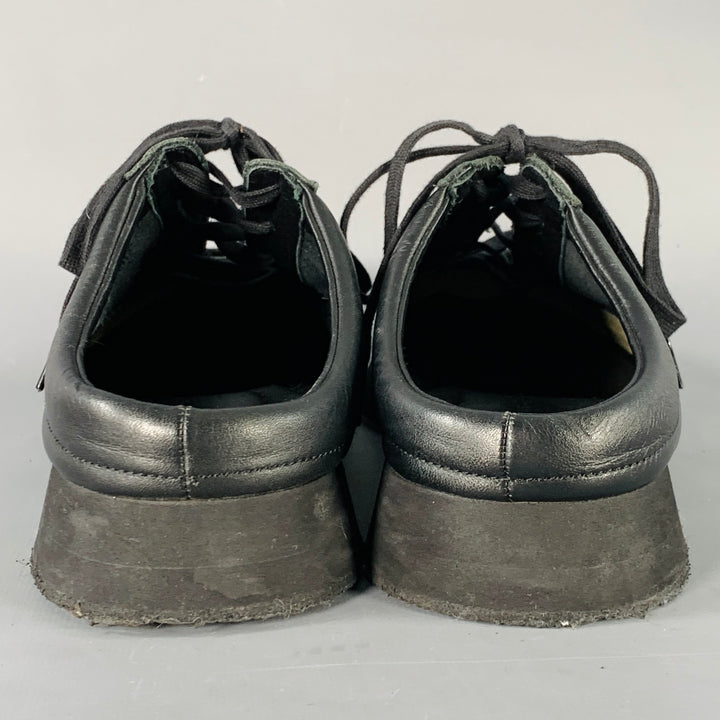 YOHJI YAMAMOTO Size 11 Black Open Back Leather Slip On Sneakers