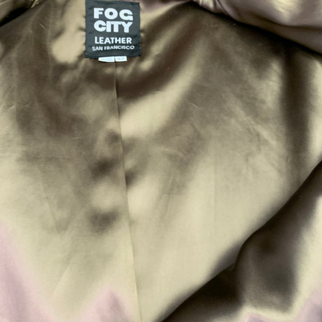FOG CITY Size 42 Brown Leather Bomber Jacket