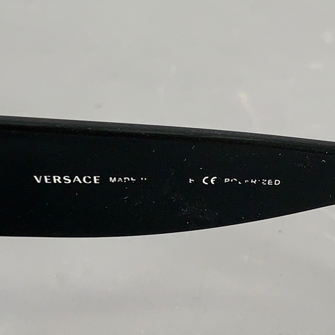 VERSACE Black Acetate Square Polarized Sunglasses