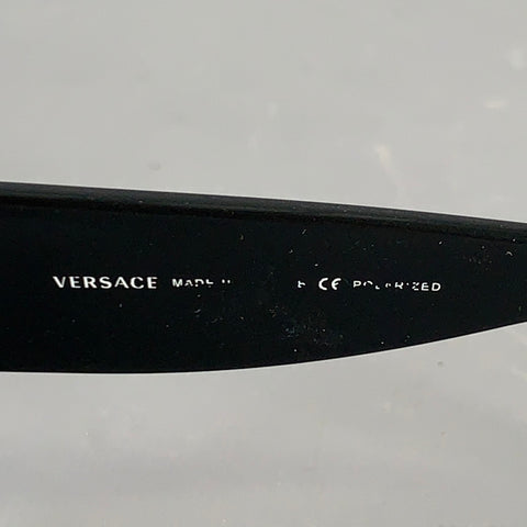 VERSACE Black Acetate Square Polarized Sunglasses