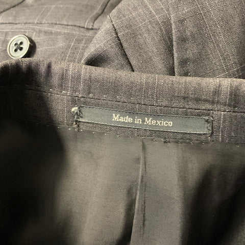 ZZEGNA Chest Size 38 Grey Dark Grey Window Pane Wool Notch Lapel 32 31 Suit