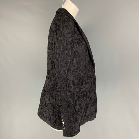 GIORGIO ARMANI Size 10 Black Silk Viscose Textured Jacket