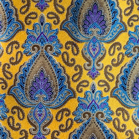 ERMENEGILDO ZEGNA Gold Blue Abstract Silk Satin Tie
