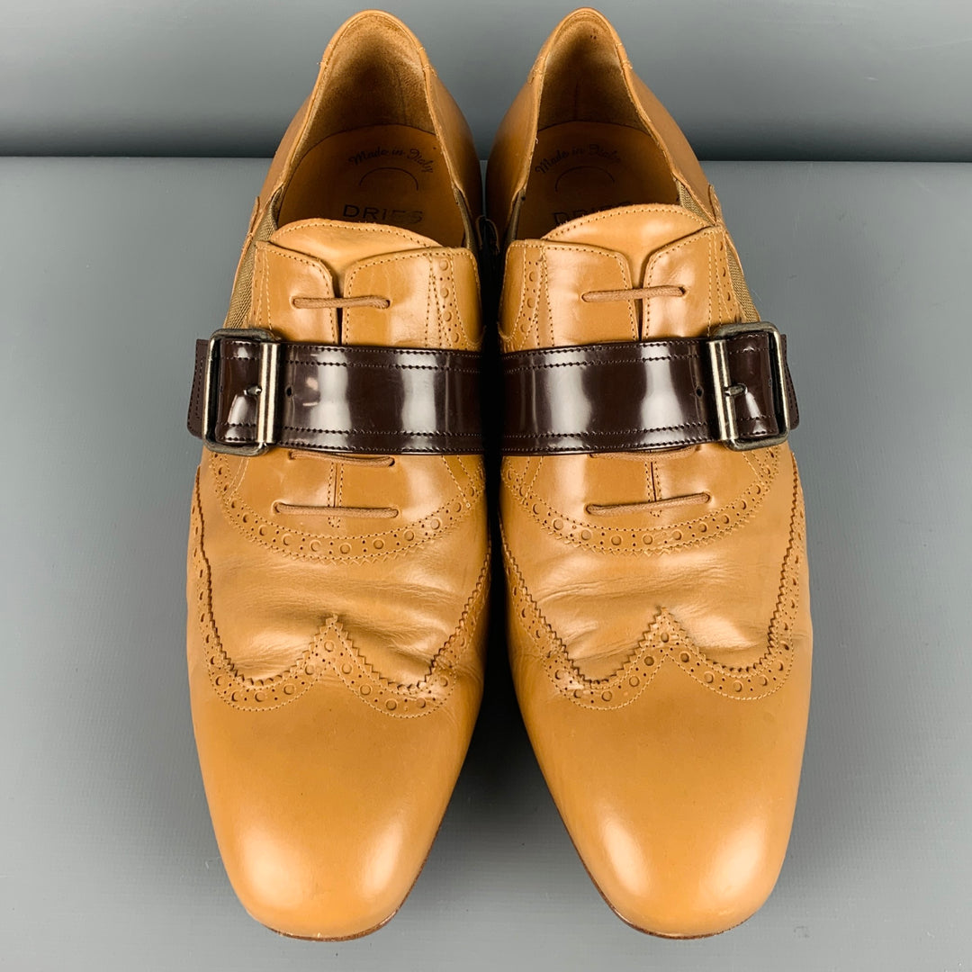 DRIES VAN NOTEN Size 10 Tan Brown Wingtip Leather Belted  display picture 2
