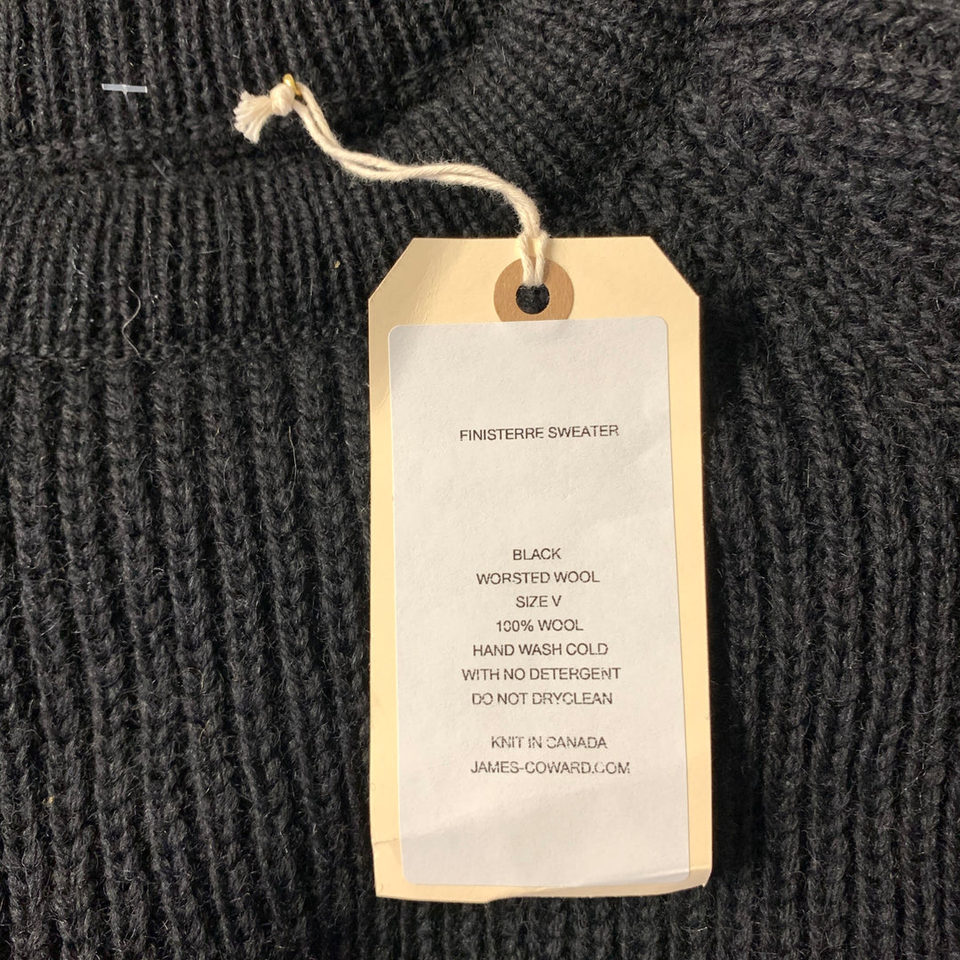 JAMES COWARD Size XL Black Ribbed Wool Raglan Sweater